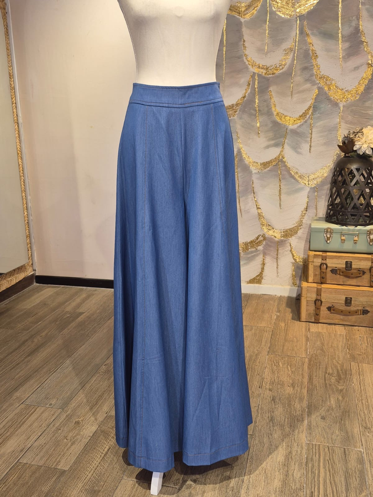 Pantalón palazo mezclilla