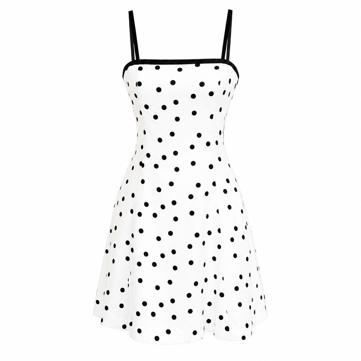 Vestido blanco corto con puntos negros