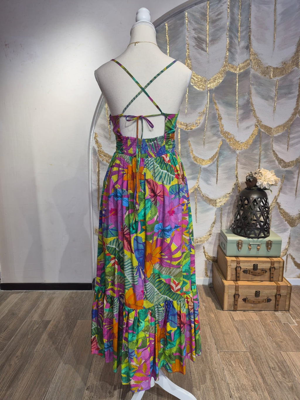 Vestido multicolor espalda abierta