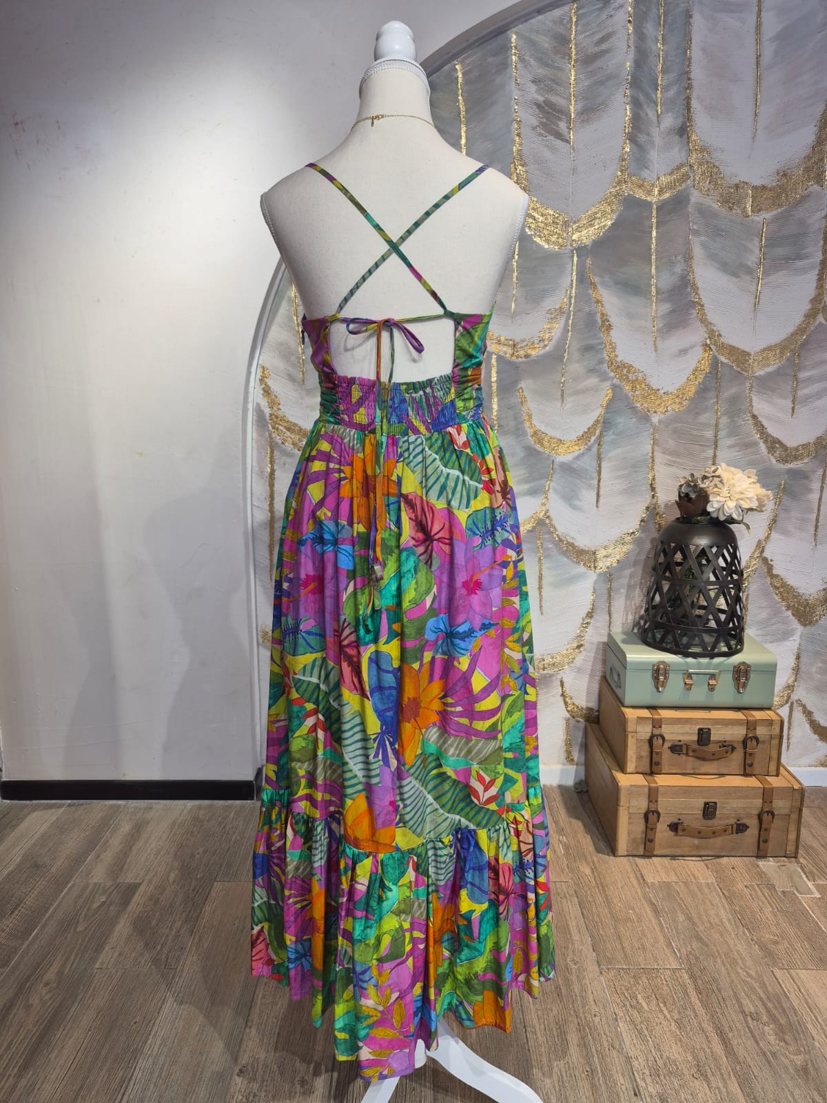 Vestido multicolor espalda abierta