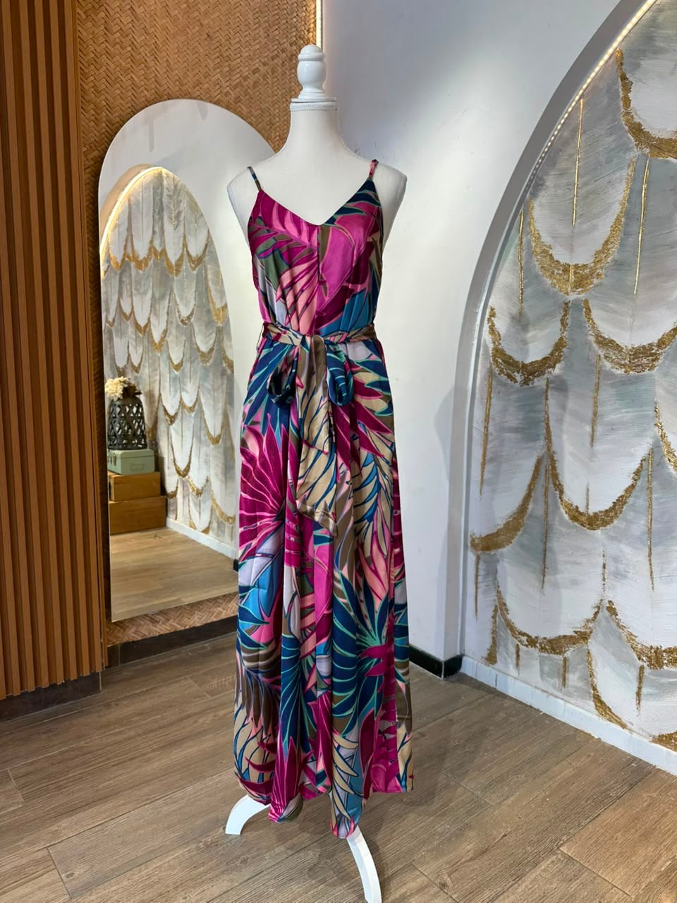 Vestido tirantes satén Rosa