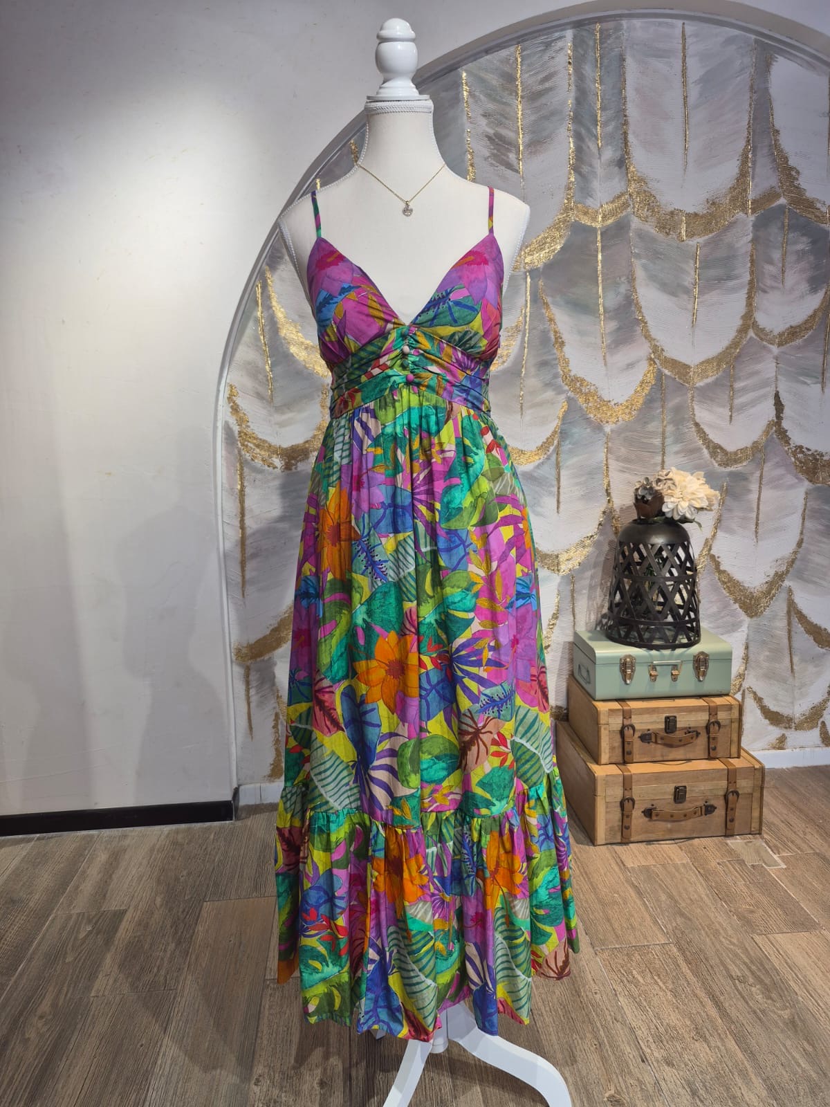 Vestido multicolor espalda abierta