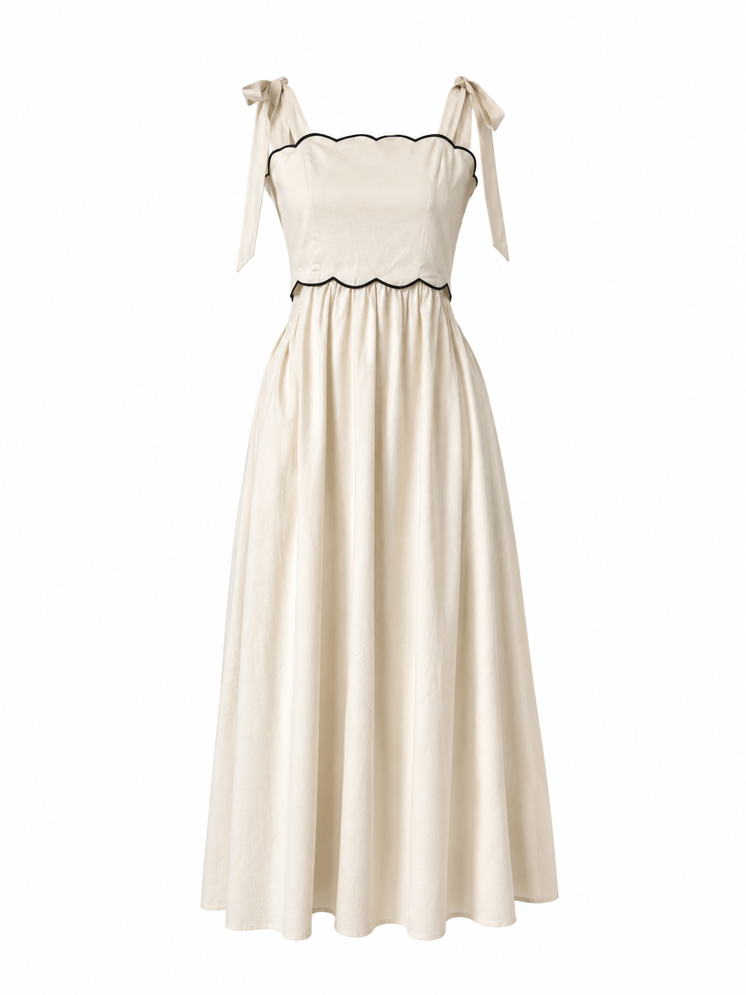 Vestido beige con escote cintura