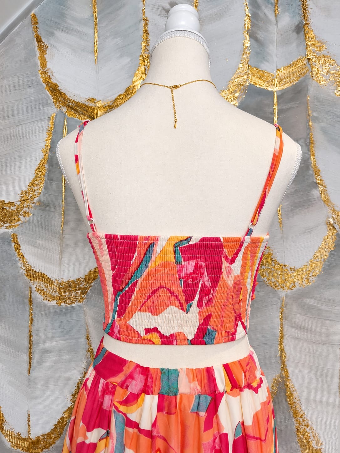 Conjunto tirantes multicolor maxi top y falda