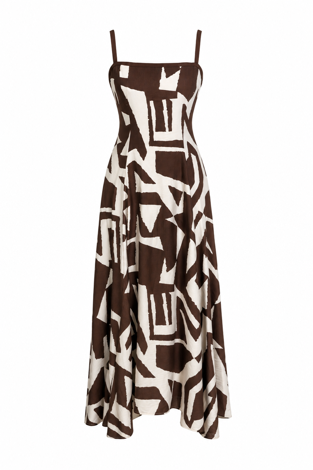 Vestido café con crema escote espalda