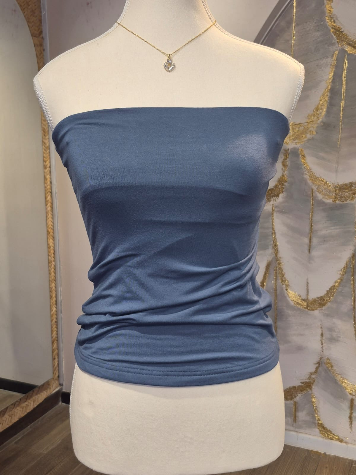Blusa straple algodón azul