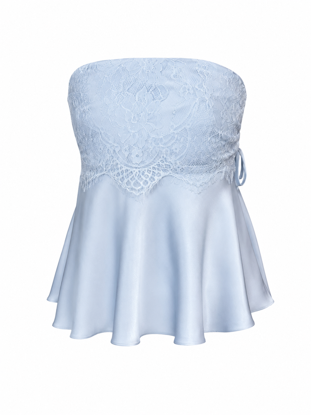 Blusa straple satin azul