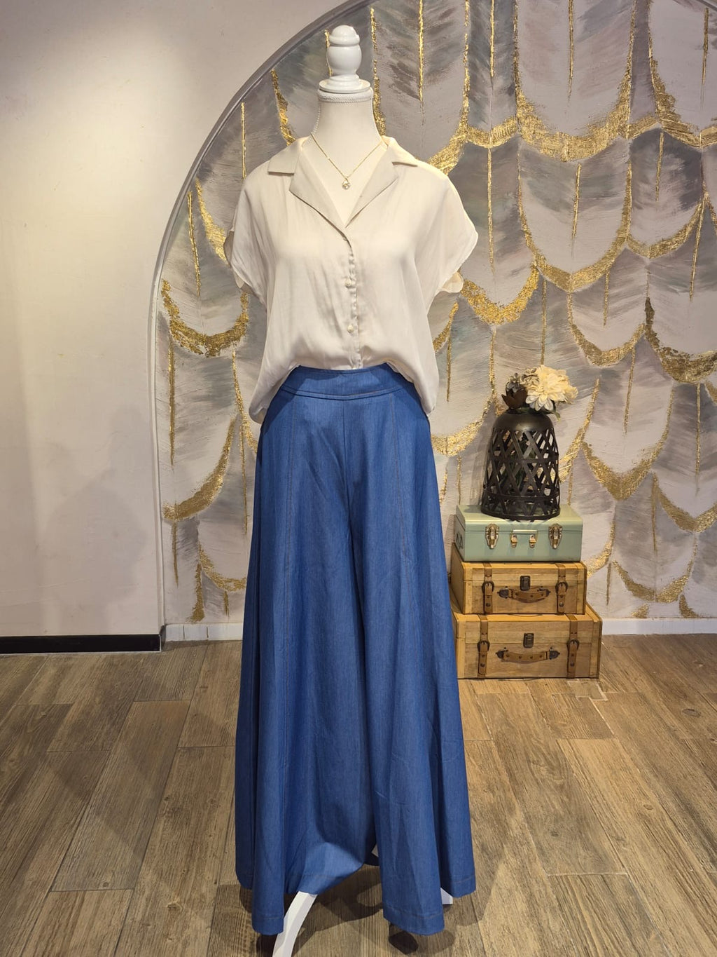 Blusa camisera  botones beige