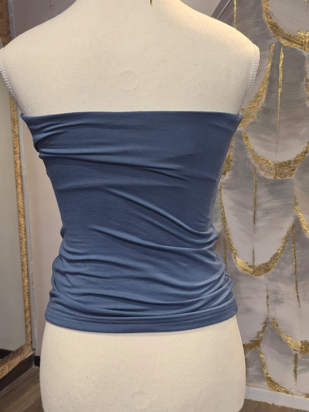 Blusa straple algodón azul