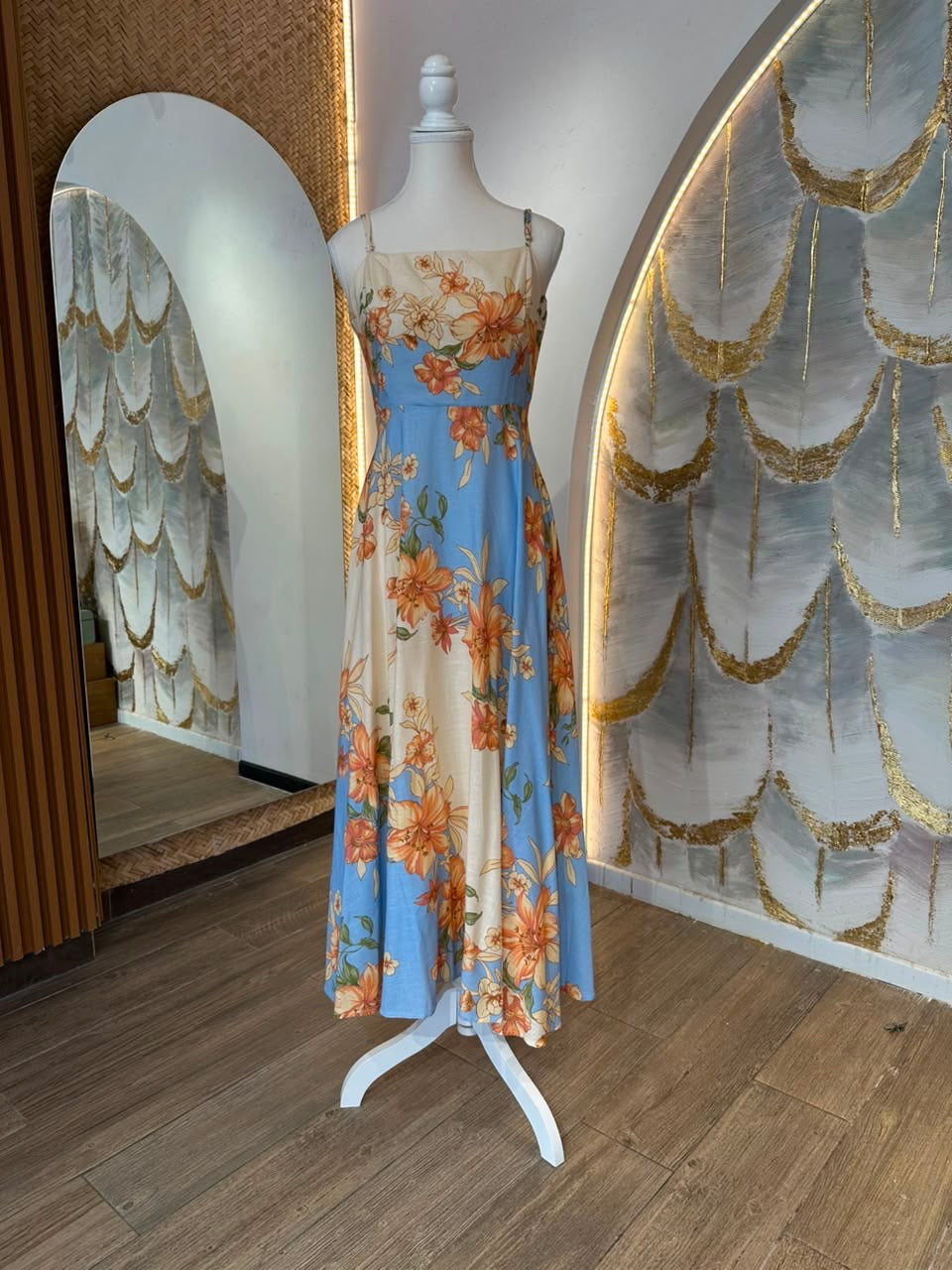 Vestido tirantes floral lino
