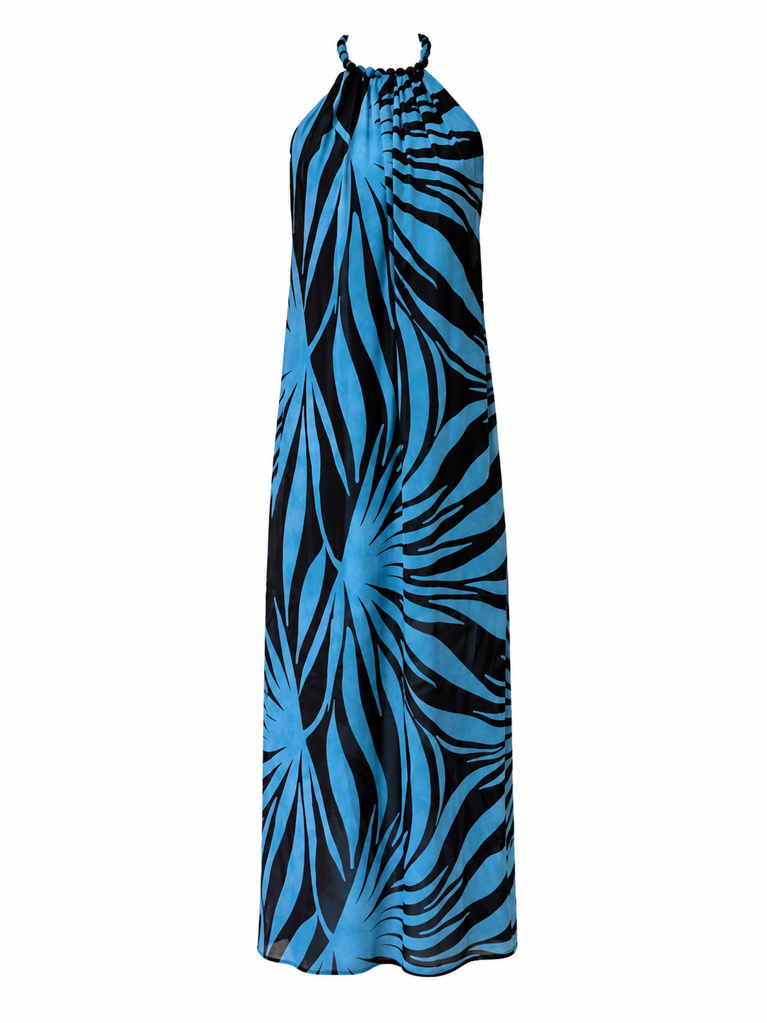 Vestido halter azul con café