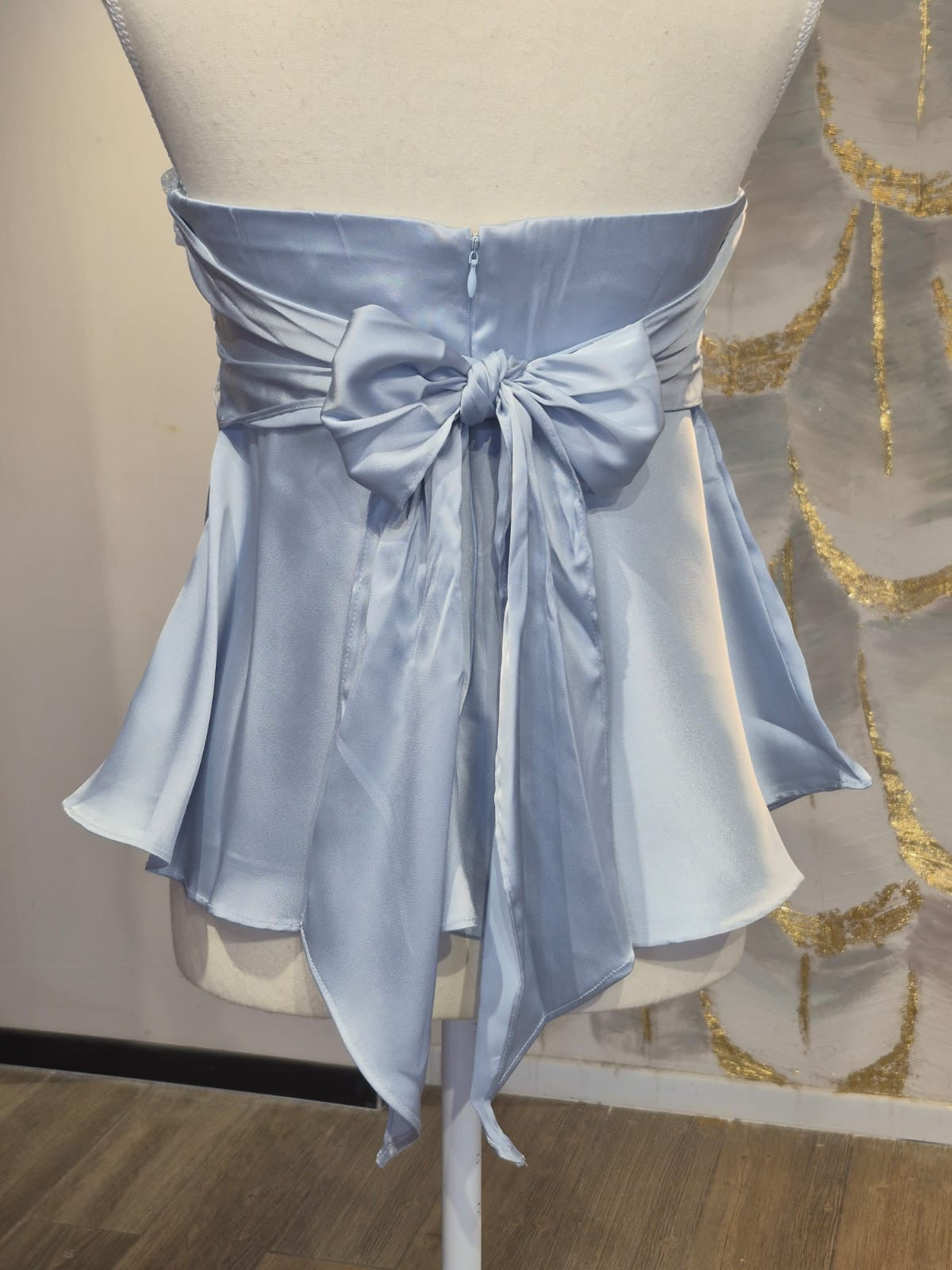 Blusa straple satin azul