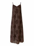 Vestido café tirantes calado