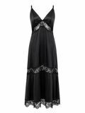 Vestido negro de satén con encaje