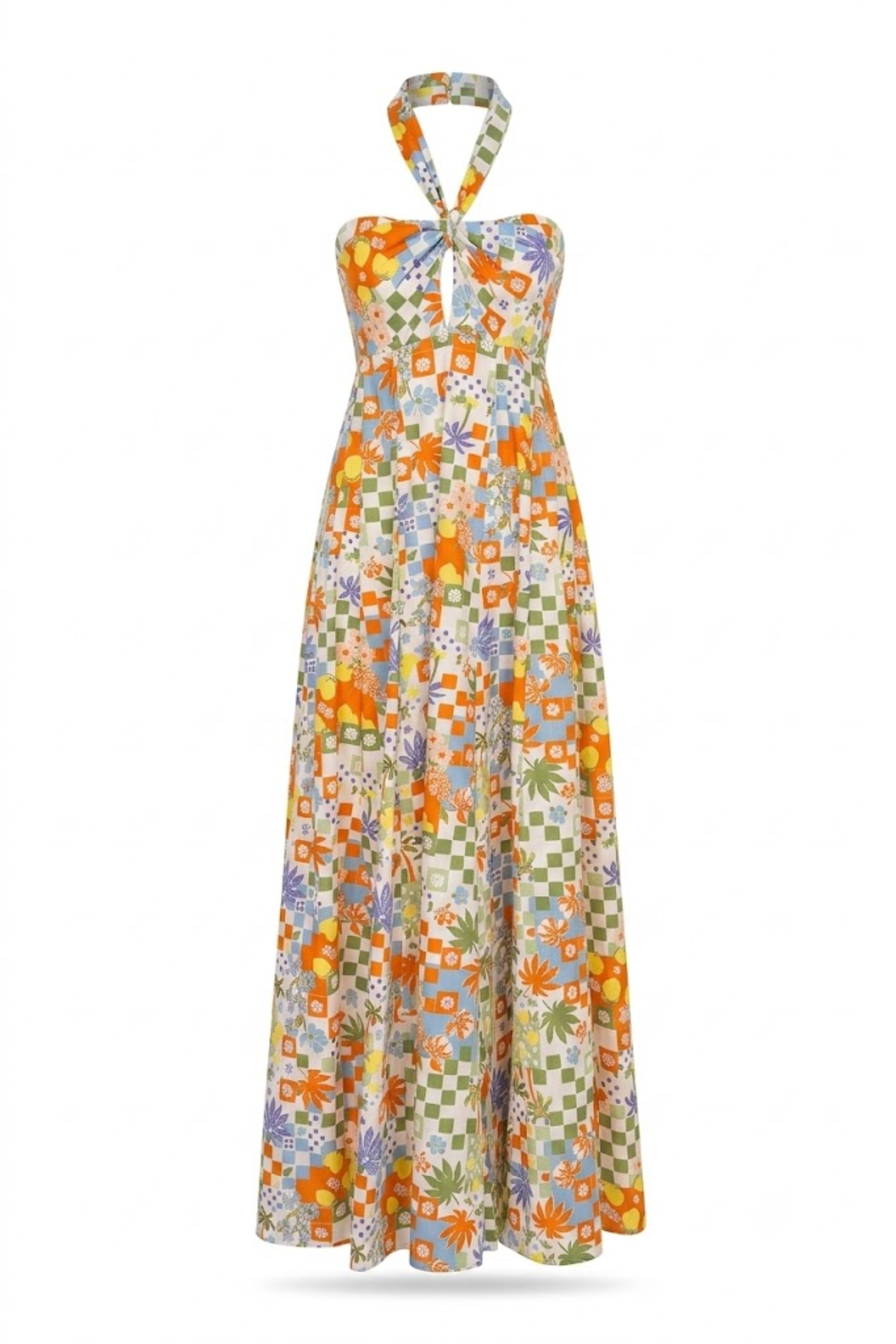 Vestido floral cuello halter