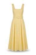 Vestido amarillo cuello cuadrado