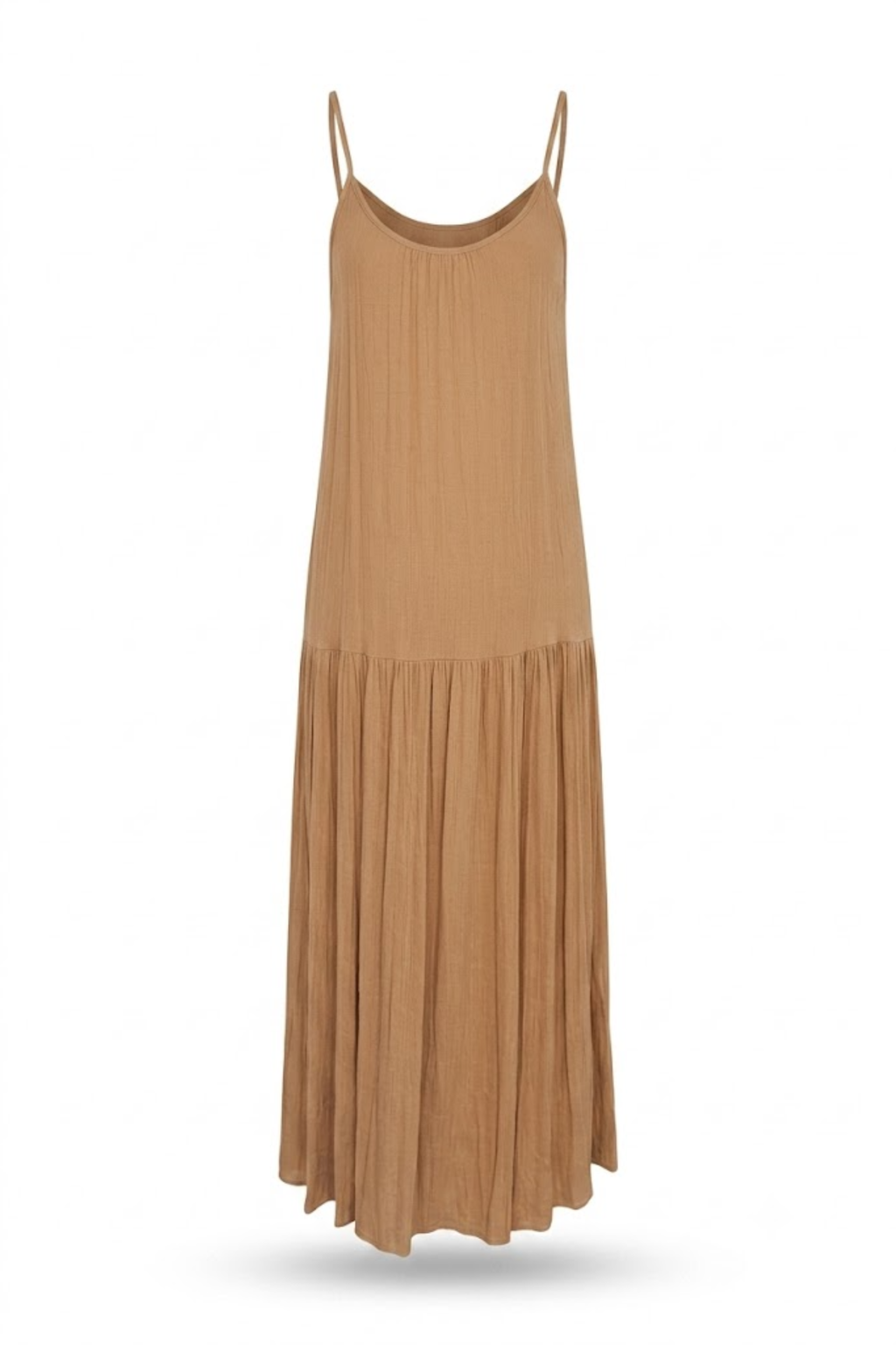 Vestido de tirantes Camel