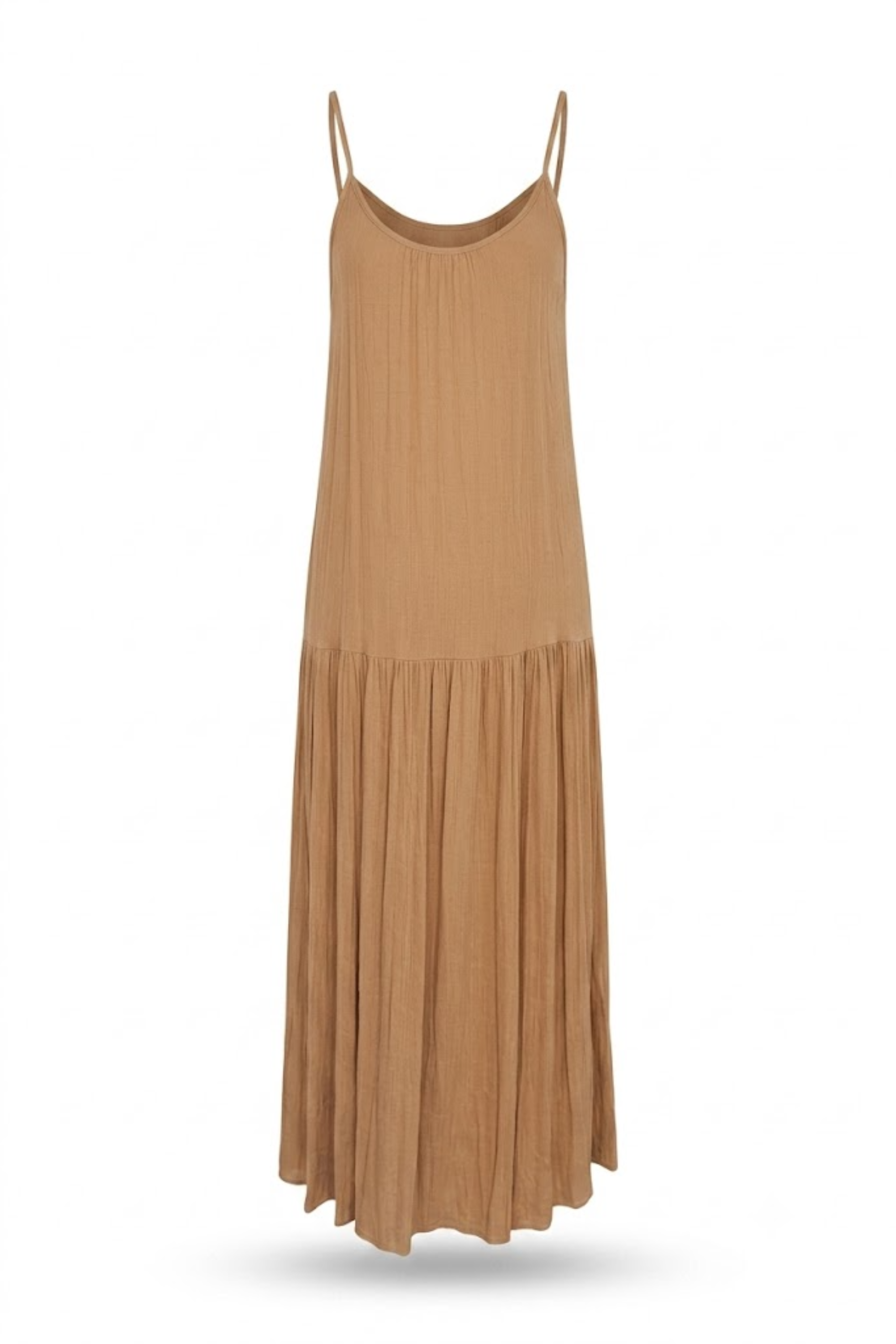 Vestido de tirantes Camel