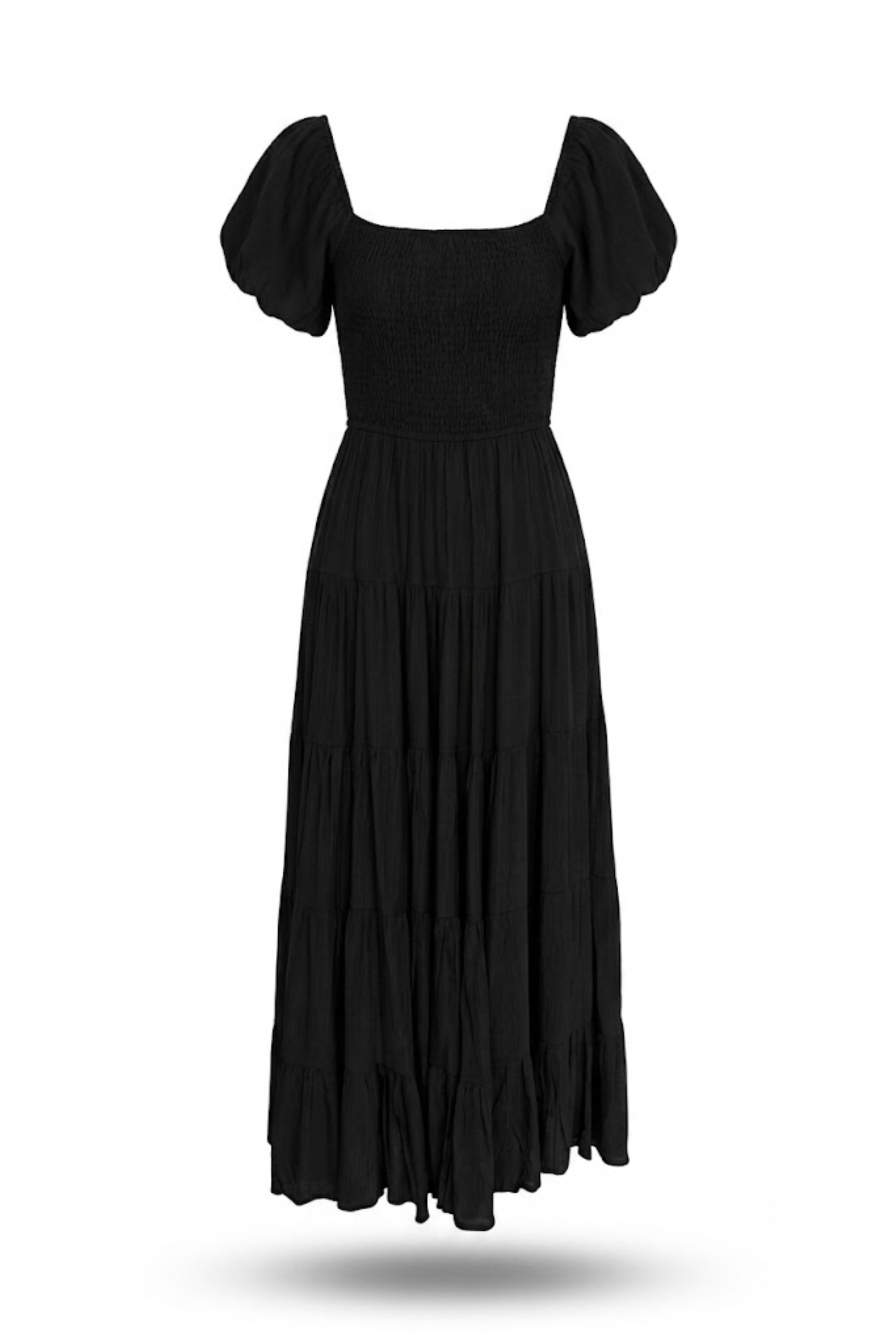 Vestido largo negro cuello cuadrado
