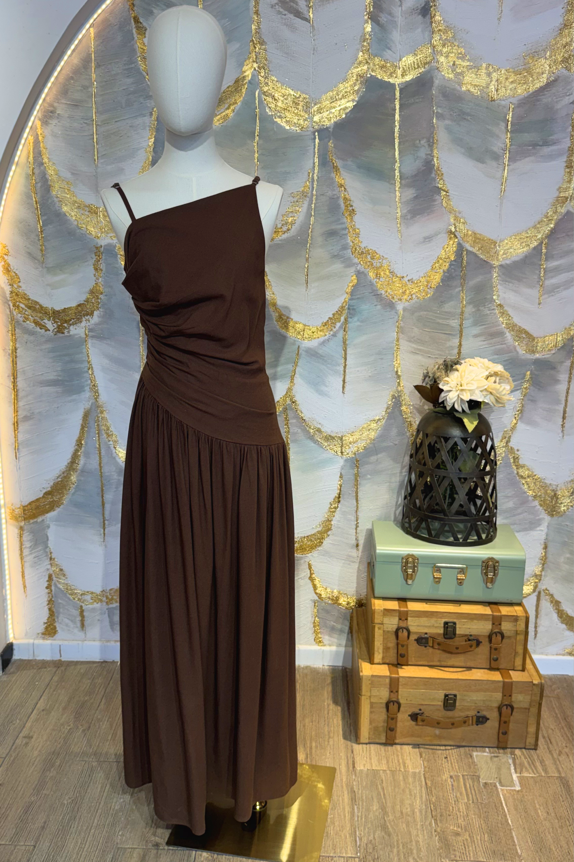 Vestido asimétrico  Cafe lino
