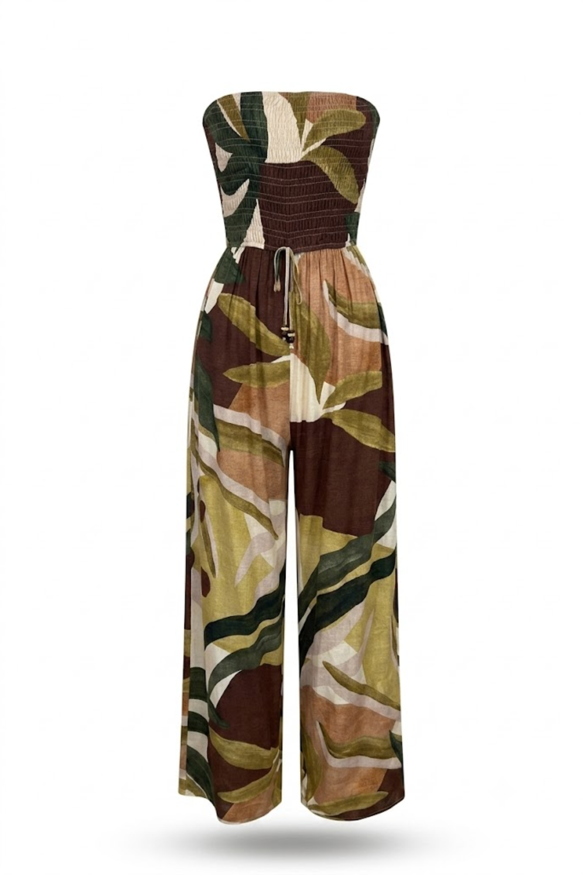 Jumpsuit strapless estampado cafe