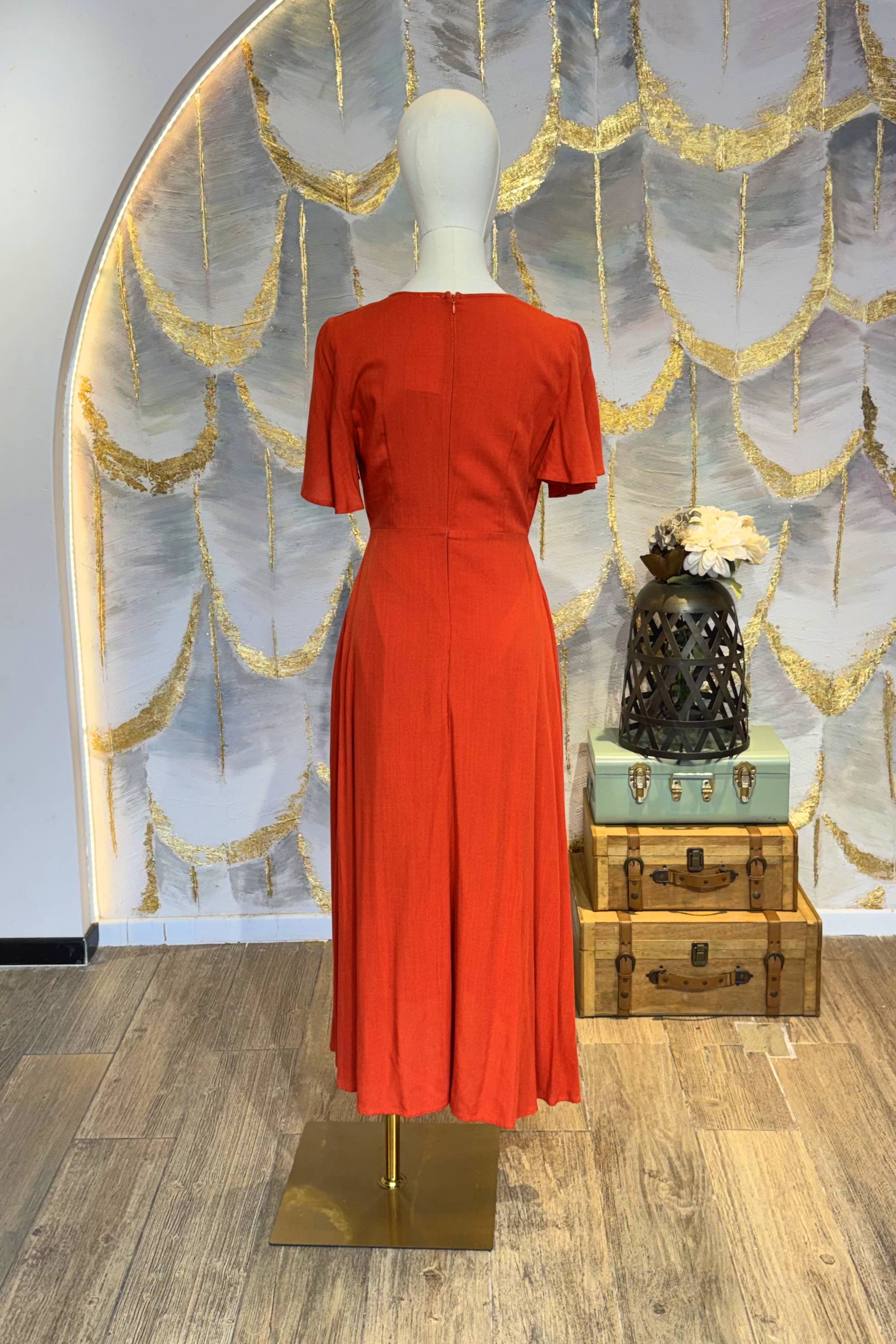 Vestido rust cuello en V
