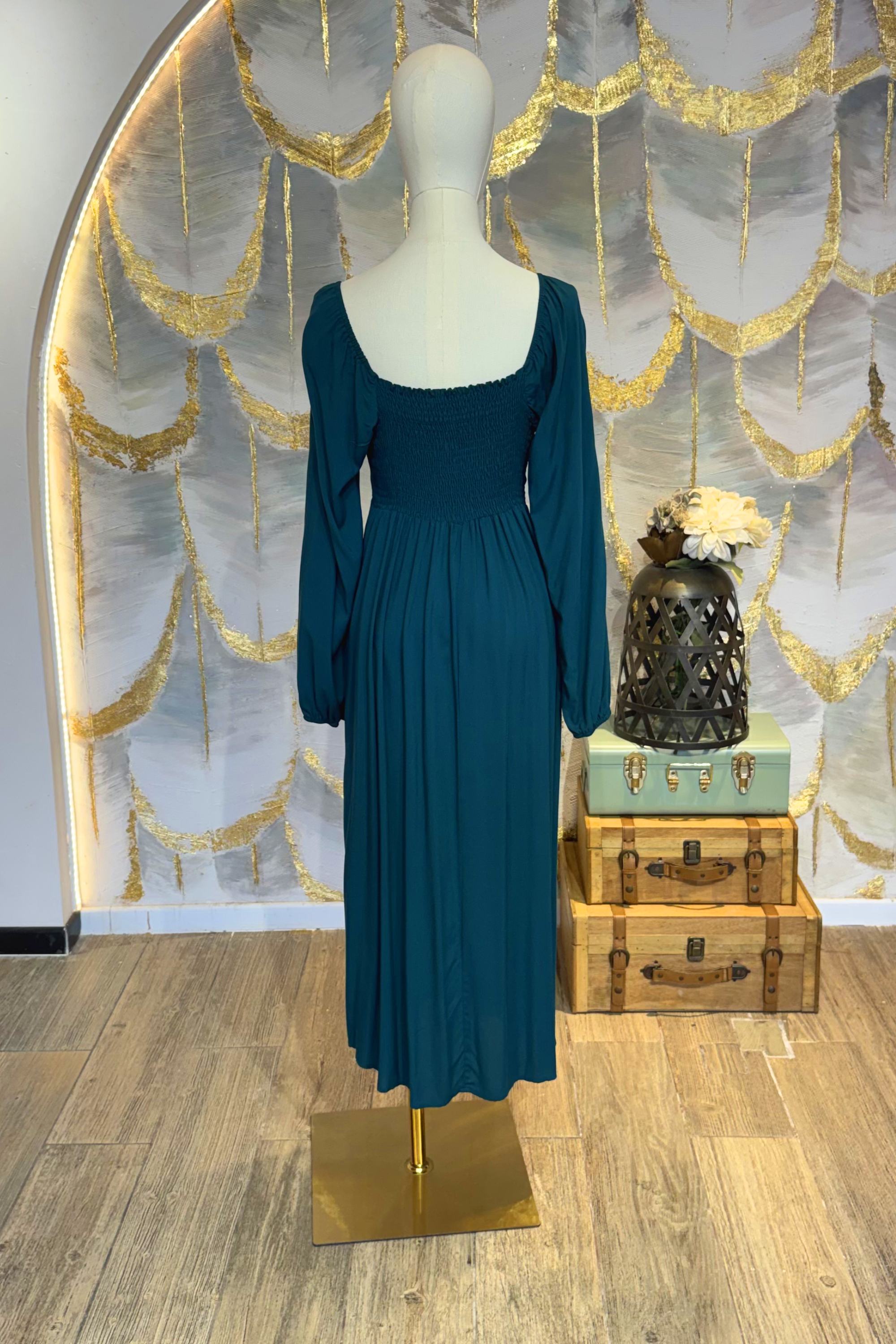 Vestido verde mangas largas