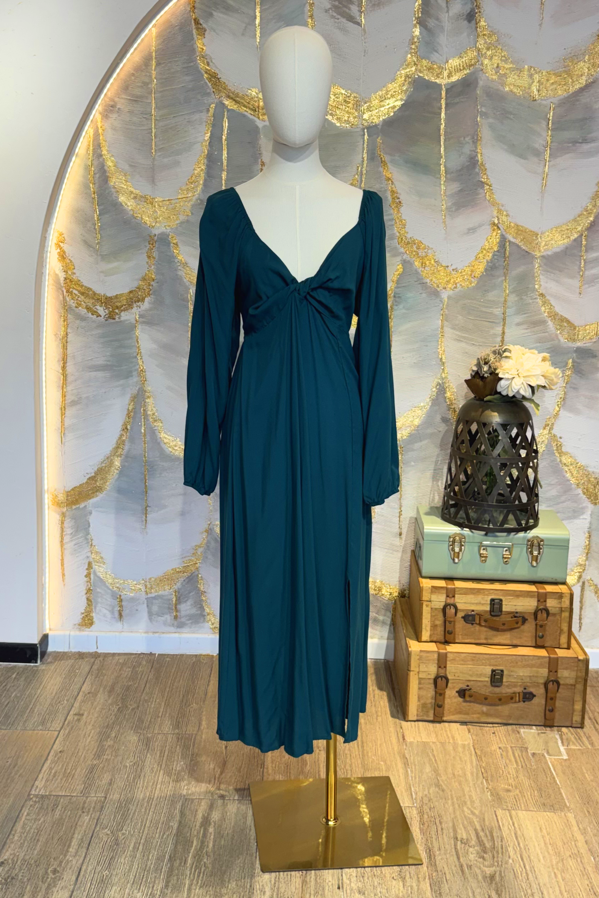 Vestido verde mangas largas