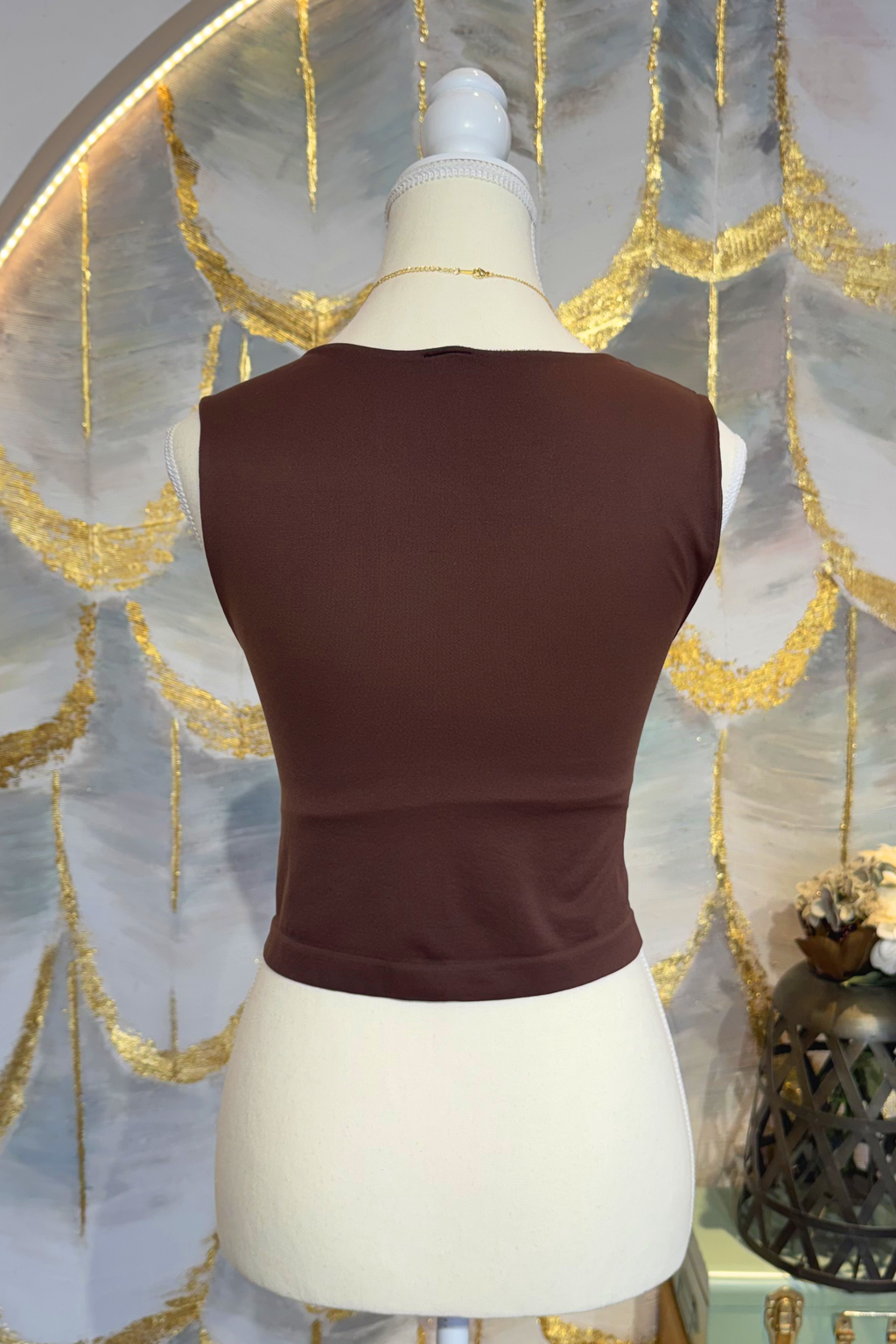 Blusa cafe sin mangas