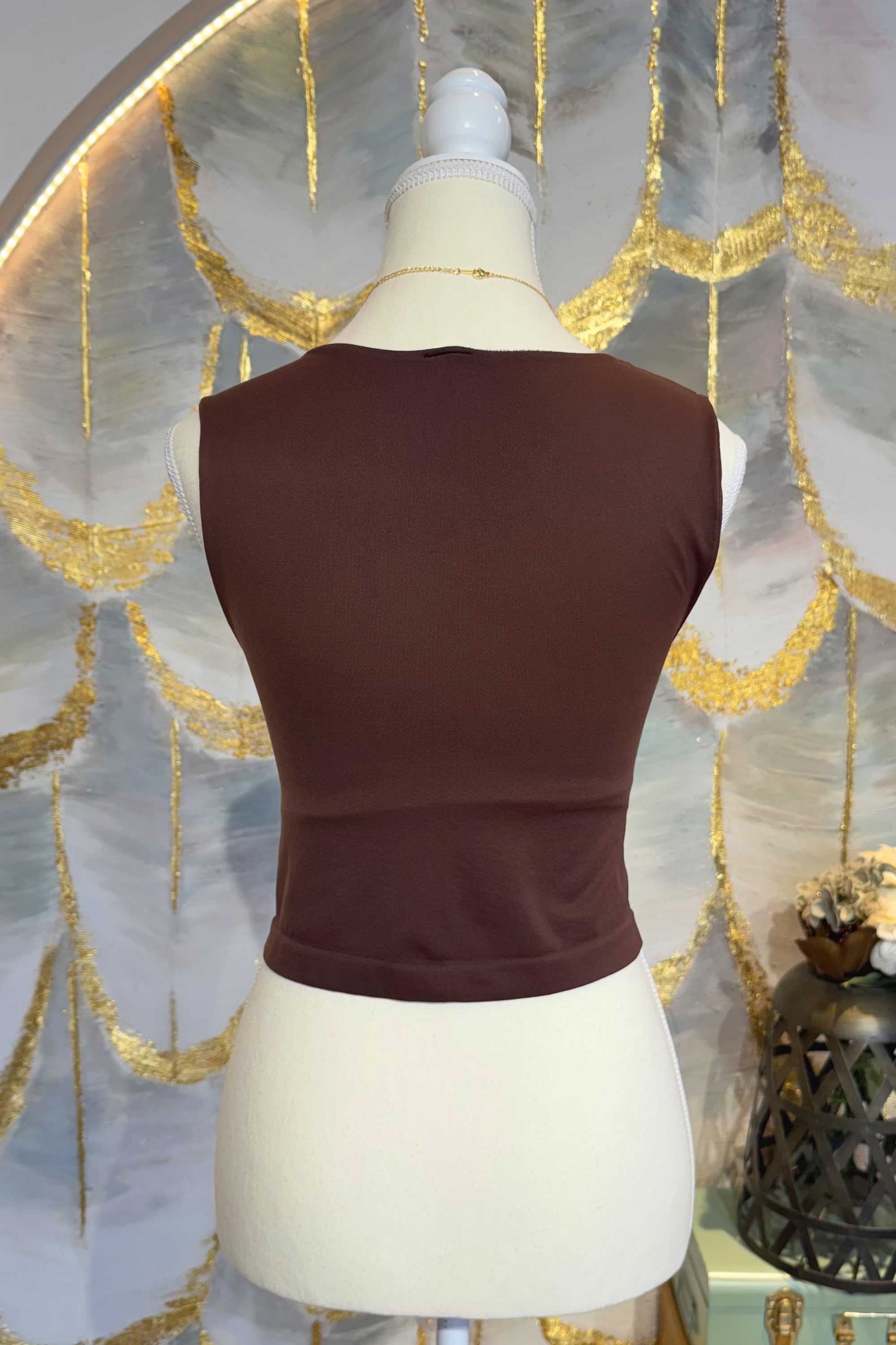 Blusa cafe sin mangas