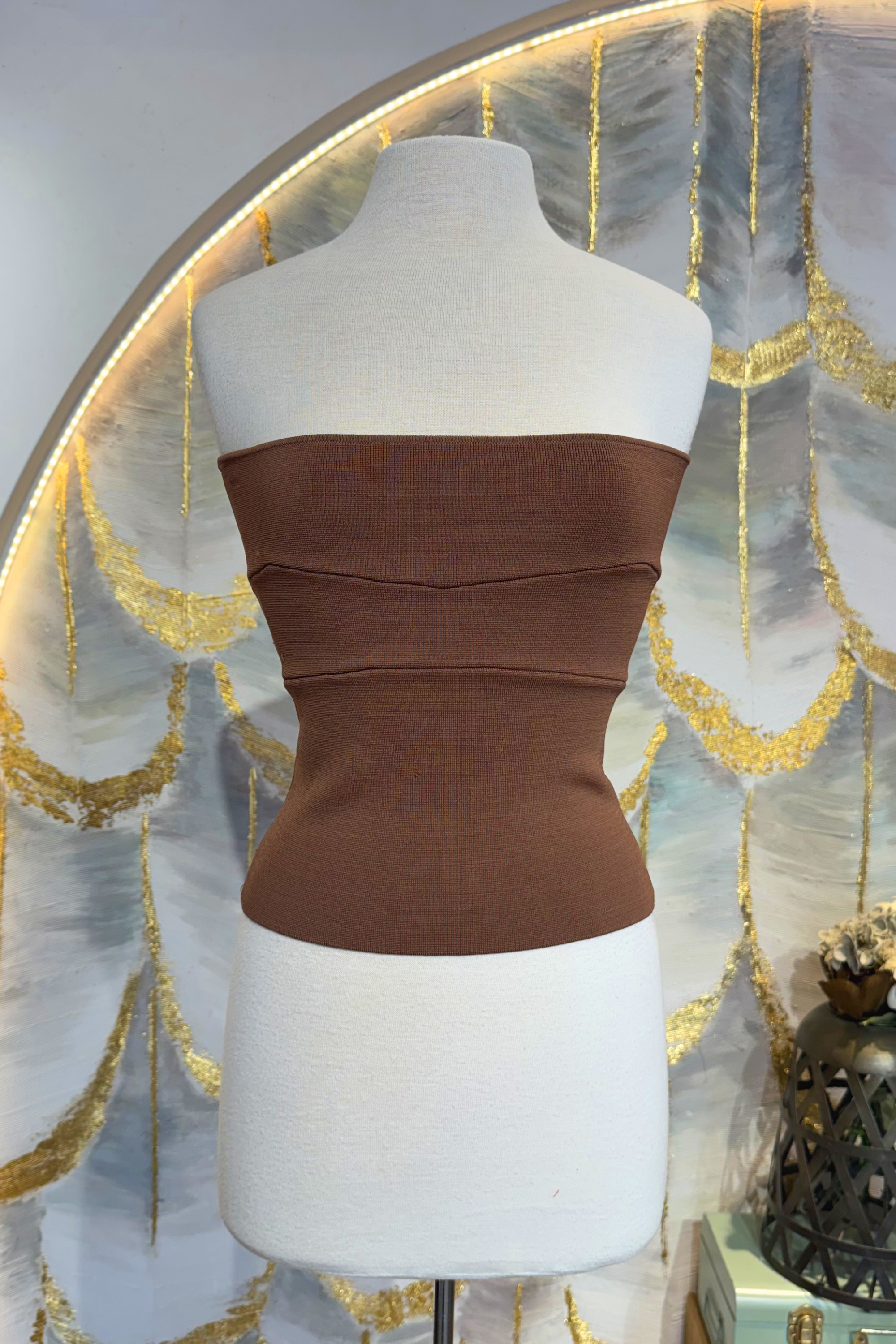 Blusa cafe sin tirantes