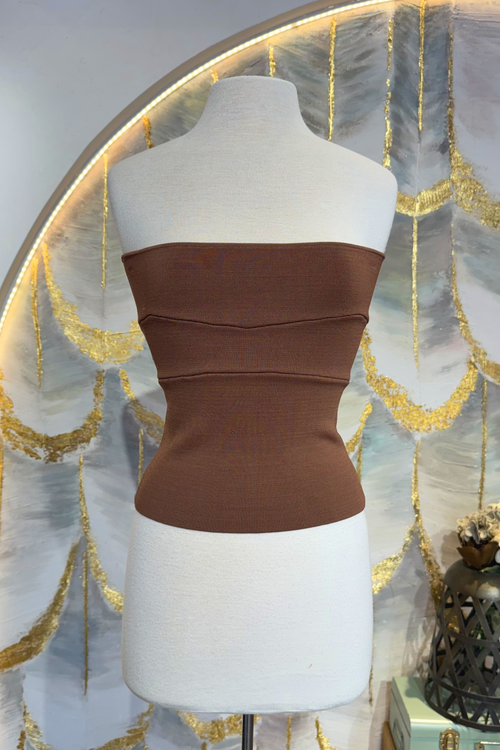Blusa cafe sin tirantes