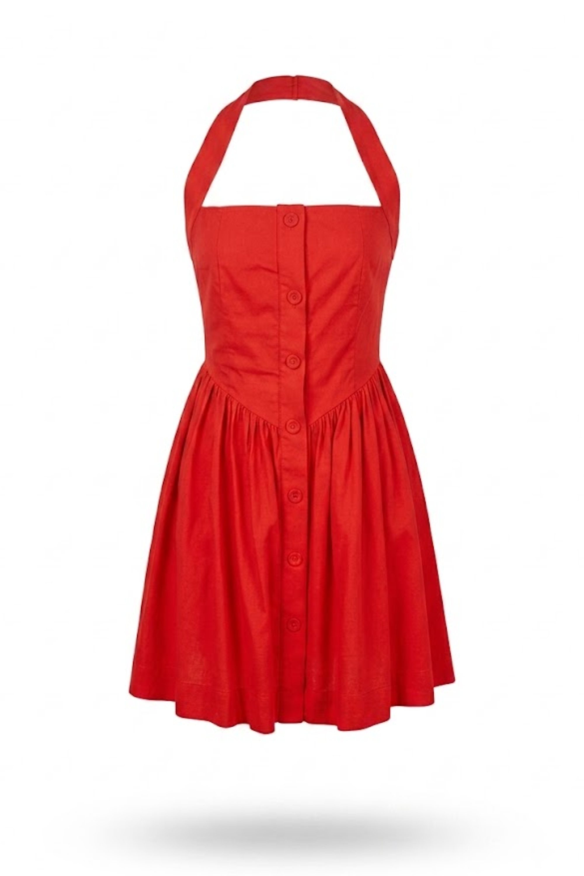 Vestido corto rojo cuello halter