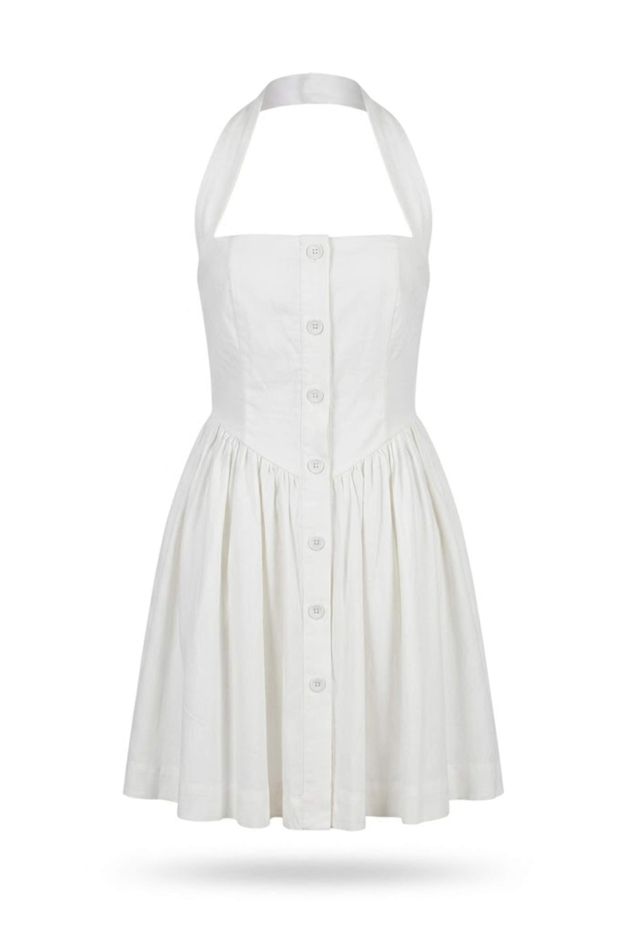 Vestido corto blanco cuello halter
