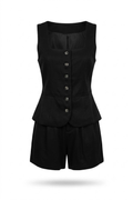 Conjunto negro cuello cuadrado con short