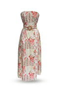 Vestido strapless floreado rosa