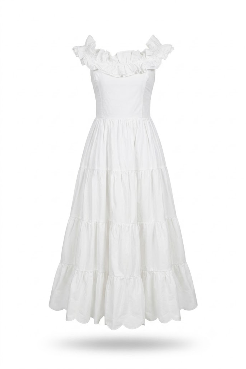 Vestido blanco largo escalonado