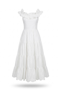 Vestido blanco largo escalonado
