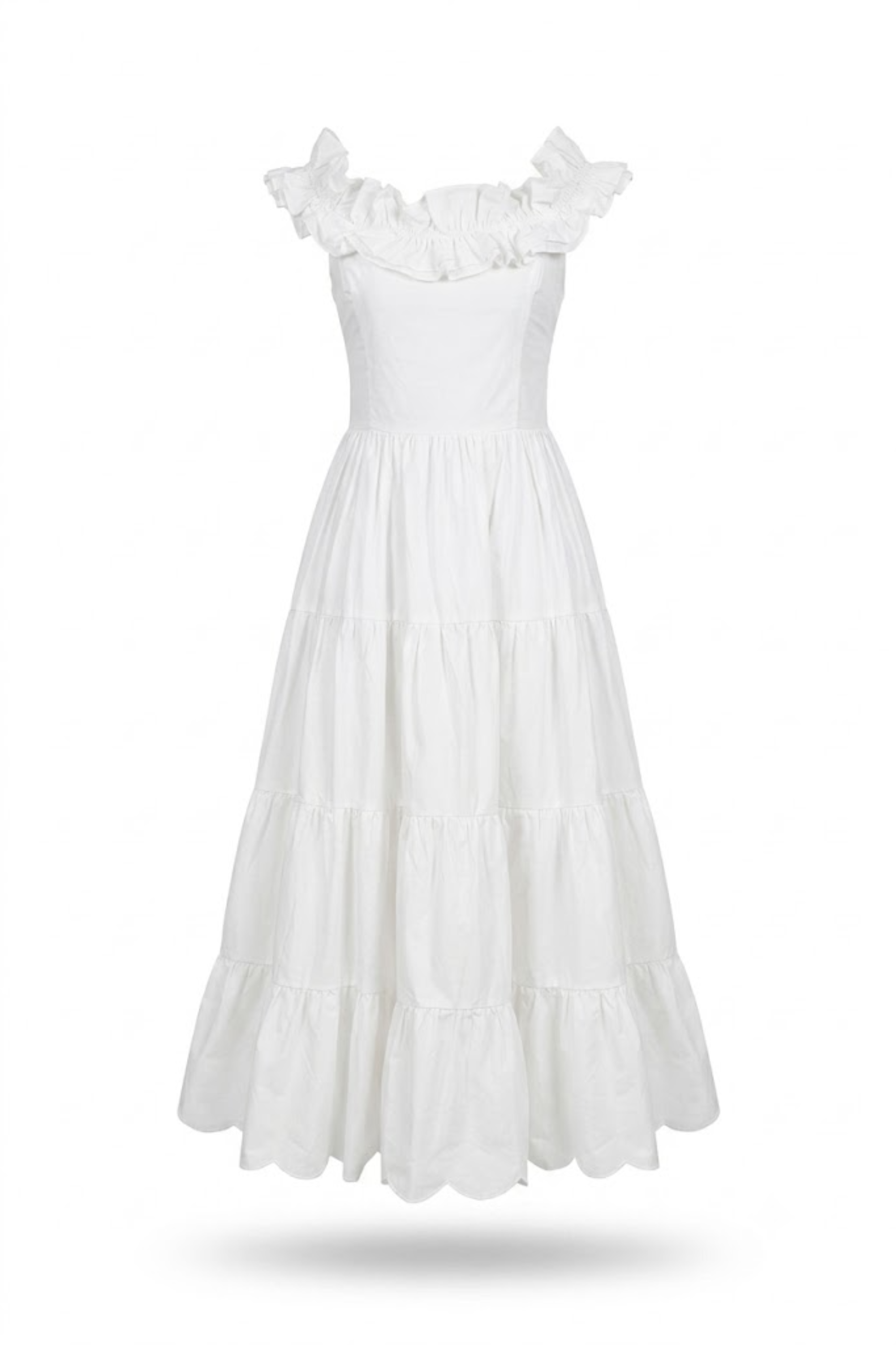 Vestido blanco largo escalonado