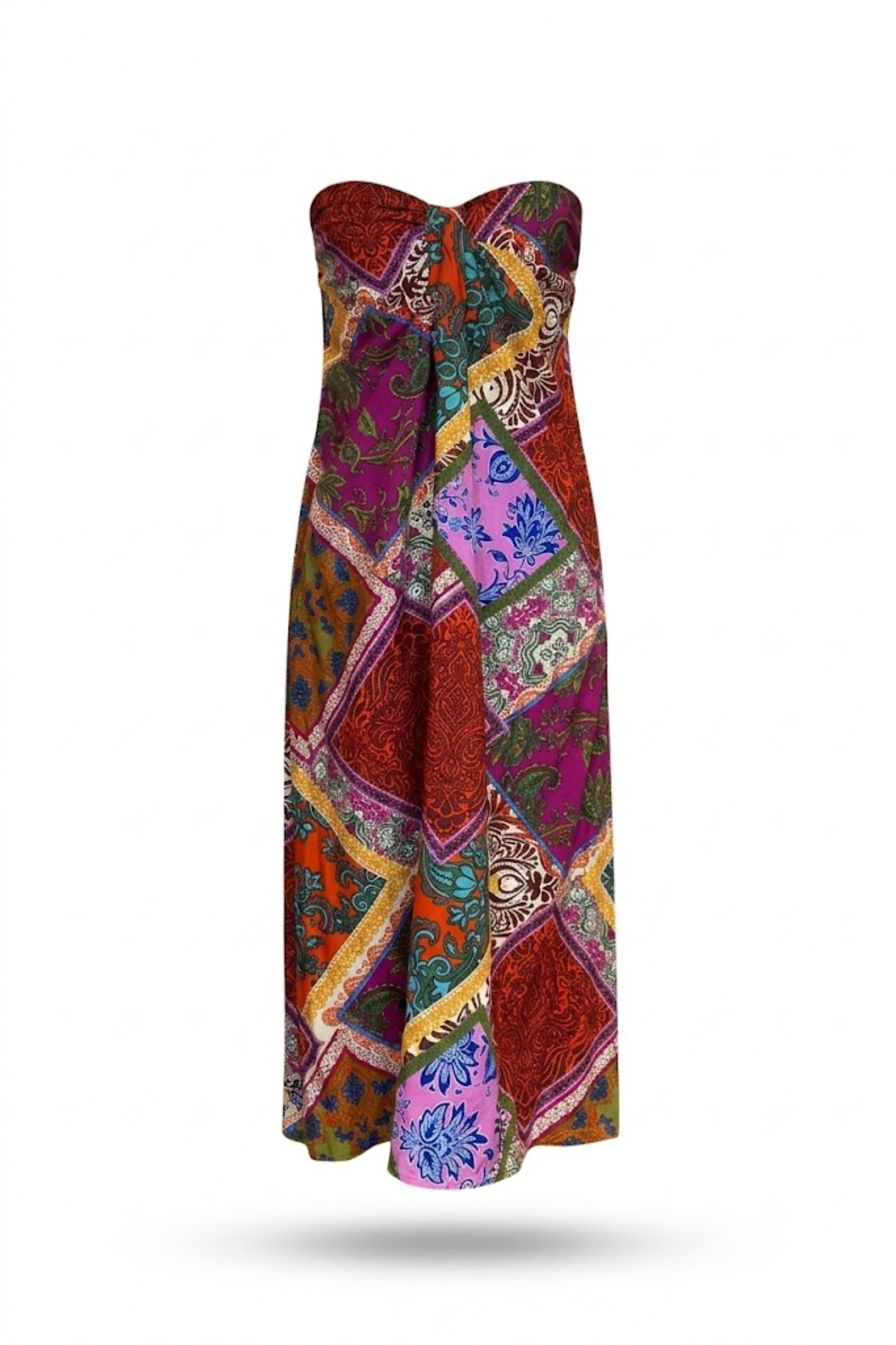 Vestido strapless tribal rojo