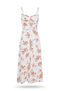 Vestido floral de tirantes con botones