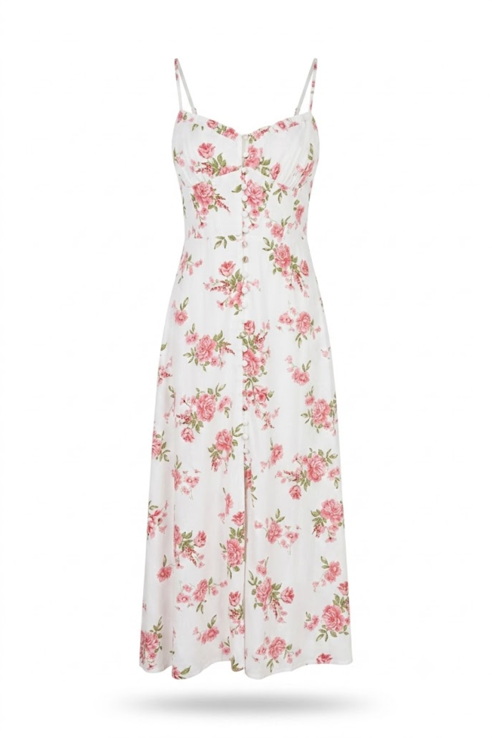 Vestido floral de tirantes con botones