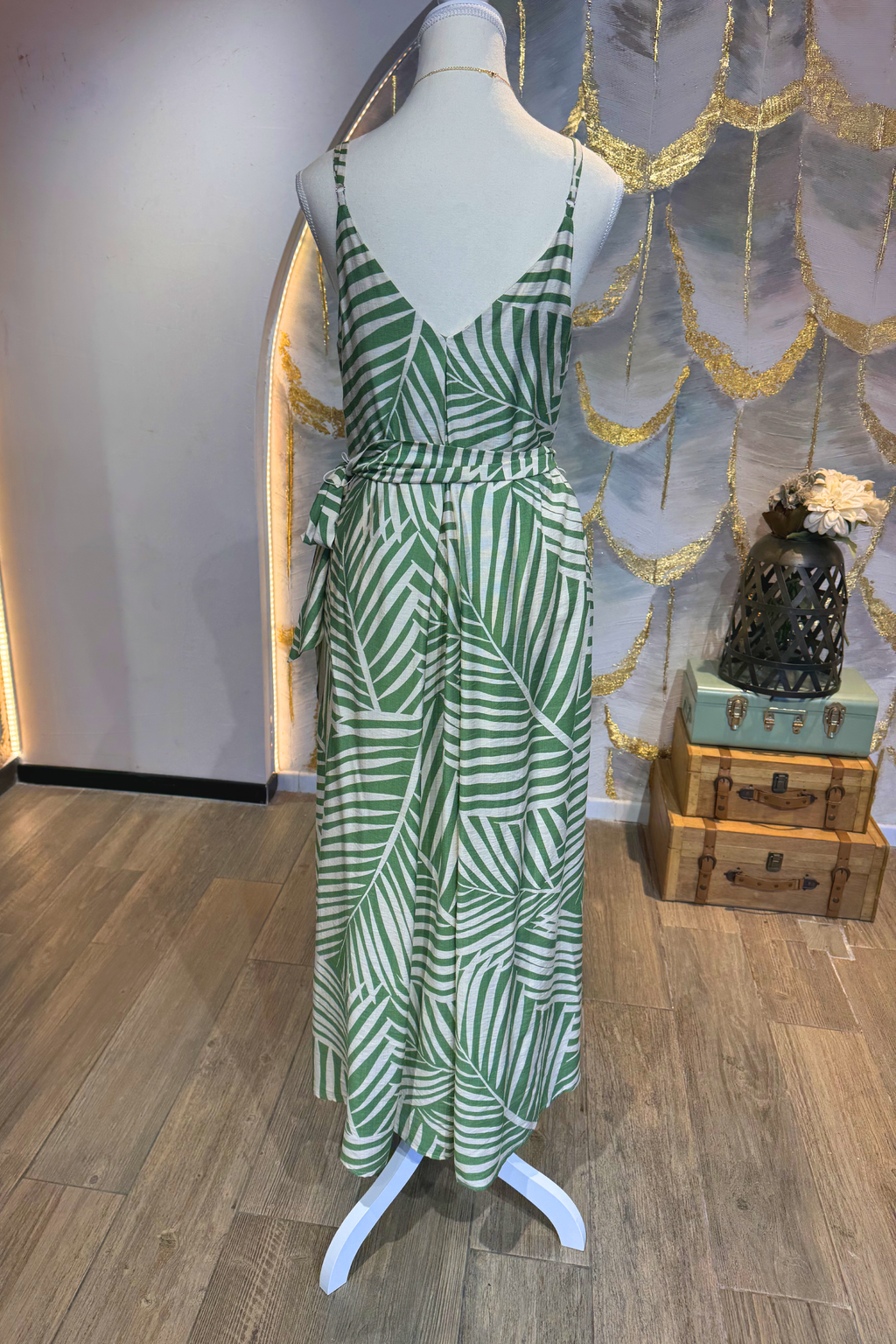 Vestido estampado tropical verde