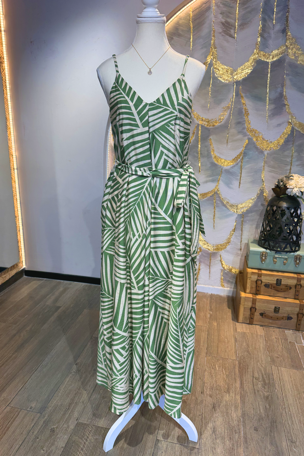 Vestido estampado tropical verde
