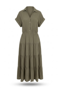 Vestido verde con mangas y botones