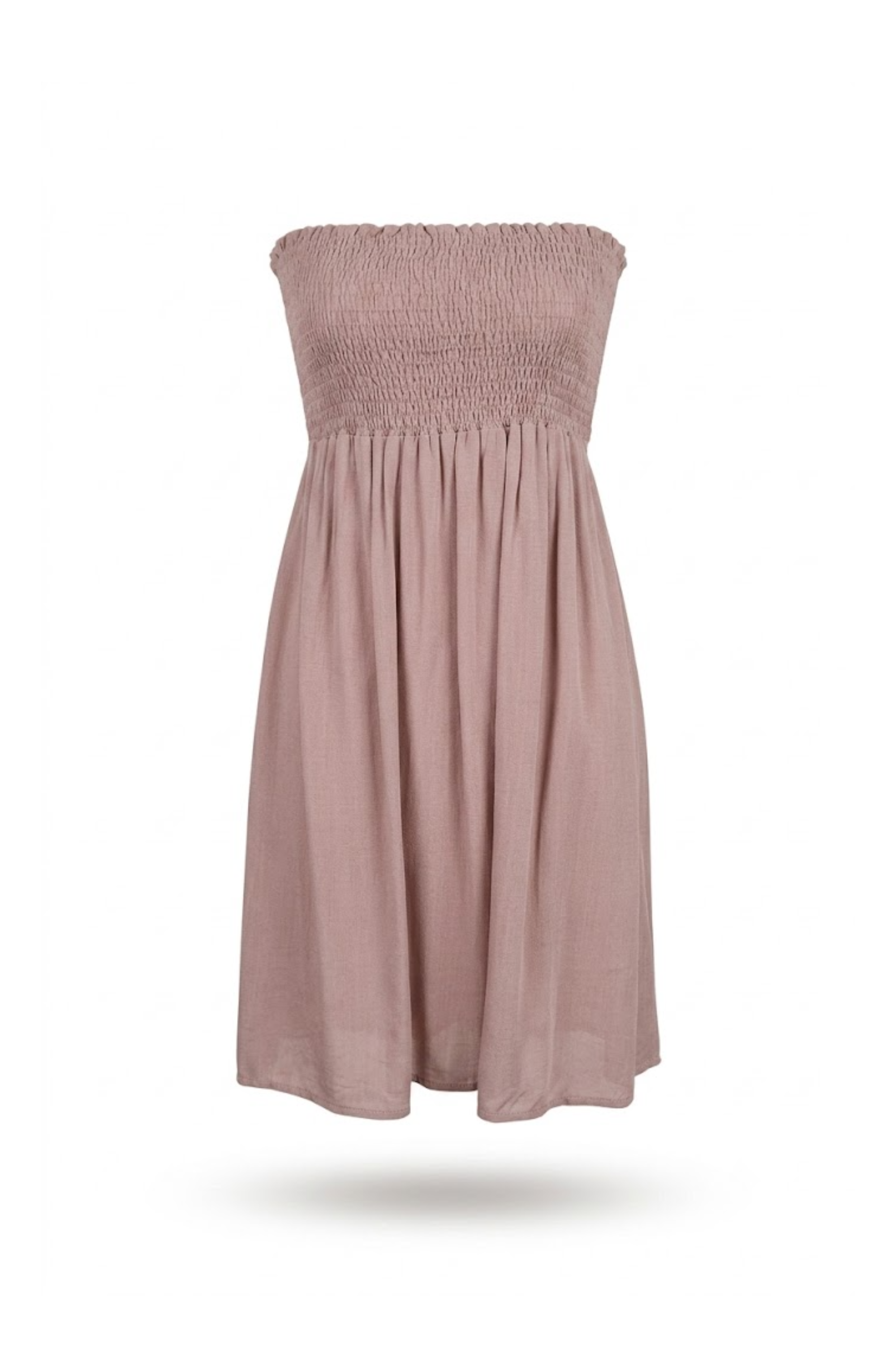 Vestido strapless corto rosa palo