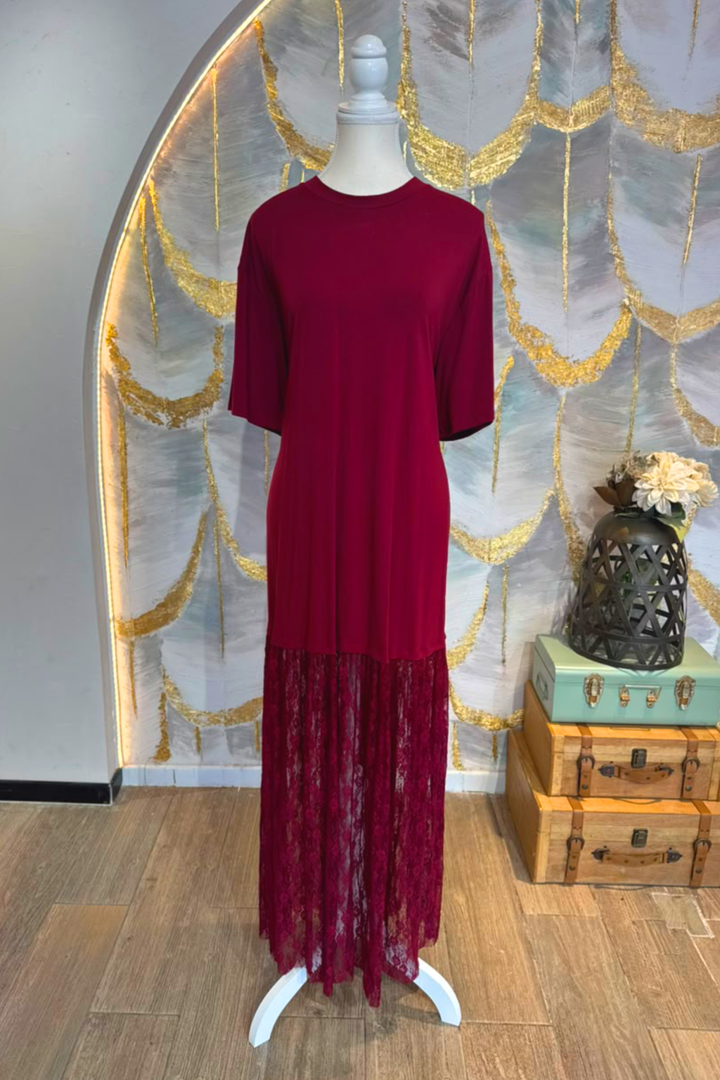 Vestido maxi rojo vino