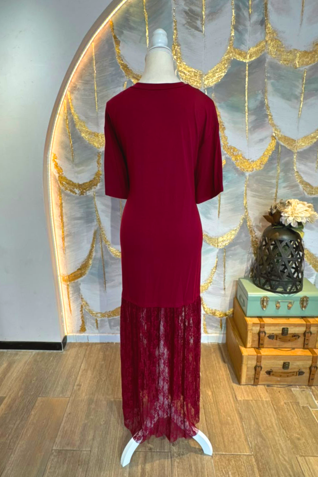 Vestido maxi rojo vino