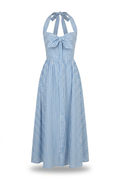 Vestido maxi blanco y azul