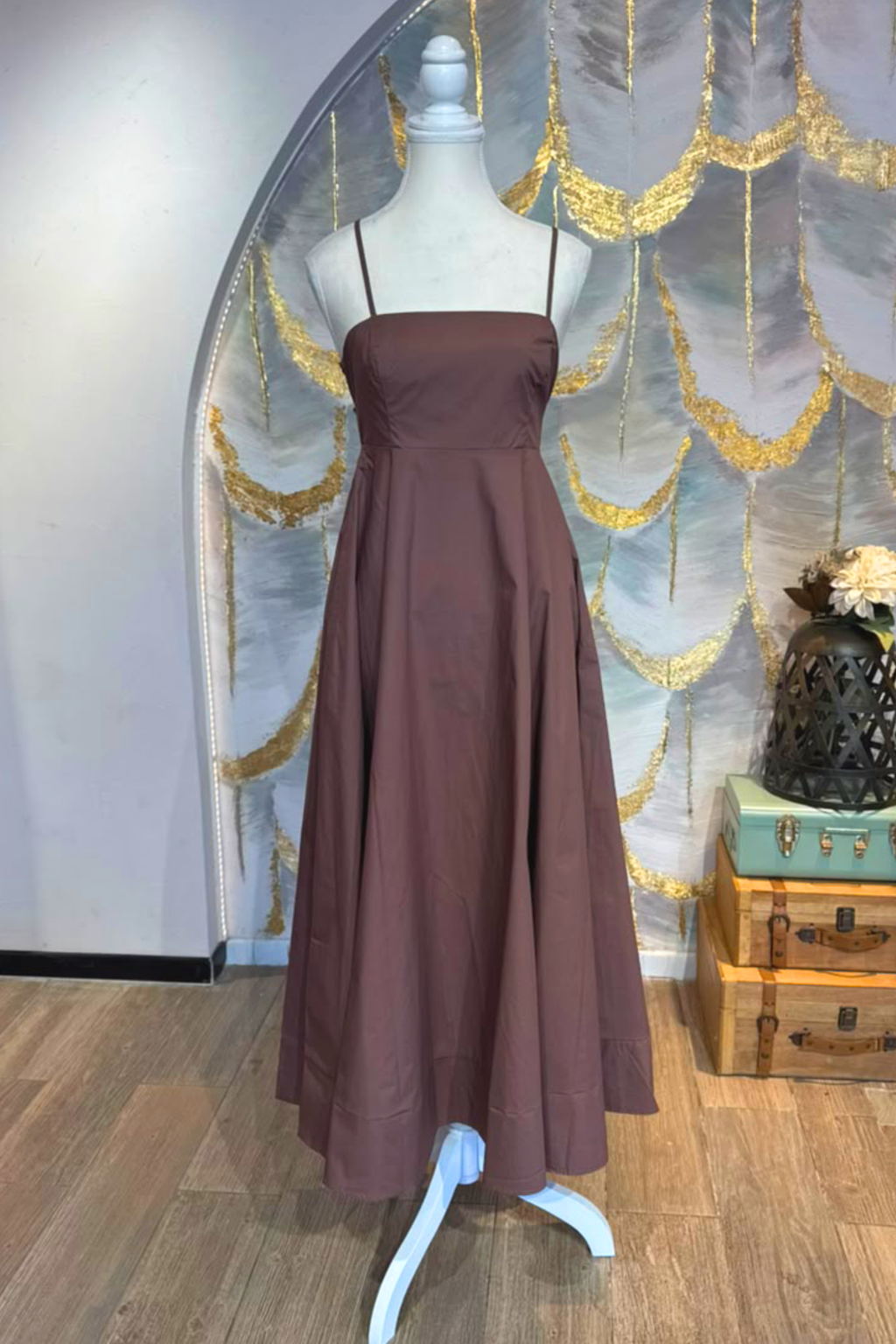 Vestido tirantes cafe
